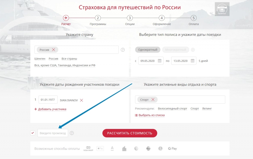 Куда вводить промокод на сайте АльфаСтрахование